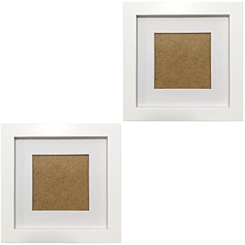 ZXT-parts 6x6 Picture Frames White Set of 2 Pack. 3.5x3.5 Picture Frame with Mat, Solid Wood, Plastic Panel (Not Glass). The Table and The Wall. Cover