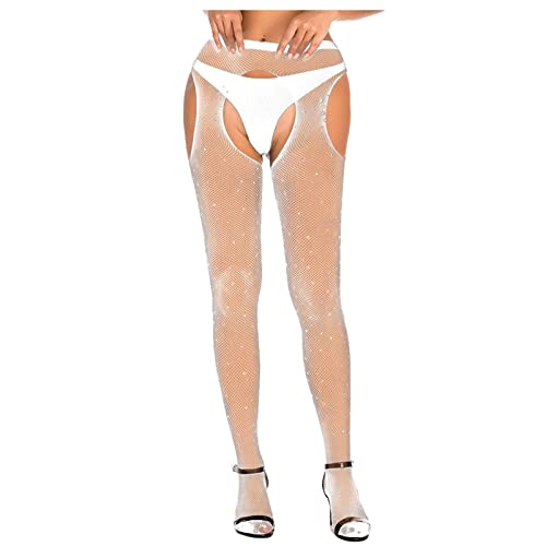 Misaky Women's Long Tube Suspender Sexy Hot Diamond Hollowed Out Socks Temptation Sexy Panties Silk Stockings