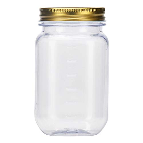 Novelinks 16 Ounce Clear Plastic Jars With Gold Lids - Refillable Round Clear Containers Clear Jars Storage Containers For Kitchen & Household Storage - Bpa Free (10 Pack) #TOP1