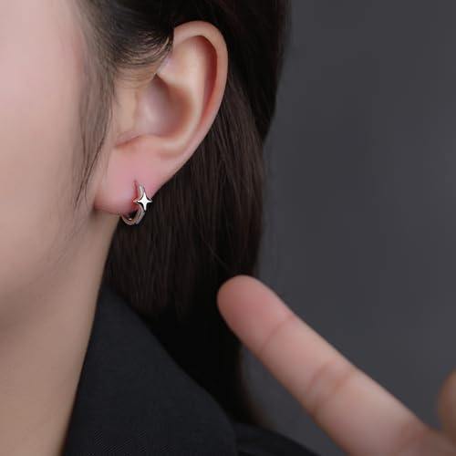 Reffeer 925 Sterling Silver Star Huggie Earrings for Women Teens Star Hoop Earrings Hypoallergenic3