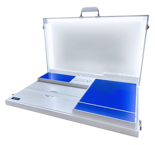 Worky 15-in-1 The Dwelling Workplace Moveable Multifunction Workstation Desk with Constructed-in Energy and Charging, LED Video Convention Lighting, Storage and Group, and Magnetic Dry Erase Board