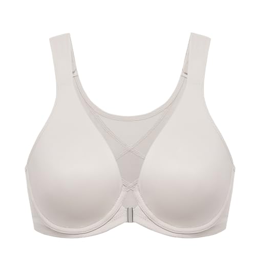 Image of DELIMIRA Women's Front Closure Bras Posture Full Coverage Plus Size Underwire Unlined Back Support Plunge Seamless Bra B-H