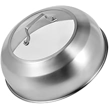 12.75 Inch Stainless Steel Basting Cover, Melting Dome for Griddle Cooking, Round Steaming Cover Lid with Tempered Glass Top and Steam Holes, Dishwasher Safe 12.75"