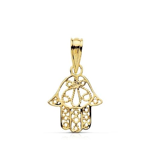 Sebaoth Main de Fatma Or massif 9 carats - Pendentif énergétique et protecteur - Design ajouré - Unisexe, Pequeño, Or jaune, Pas de gemme
