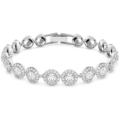 Swarovski Crystal Authentic Angelic All Around Set of Necklace, Bracelet and Earrings, White, Rhodium Finish- Women's Hypoallergenic Sparkling Jewelries - Nickel Free Crystal Jewelry Collection