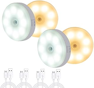 tannac LED Motion Sensor Night Light,4 Pack USB Rechargeable Smart Lights Indoors,Adjustable Brightness Warm&White Night Lighting for Baby/Kids/Children Room,Stairs,Hallway,Kitchen, Bedroom,Cabinets