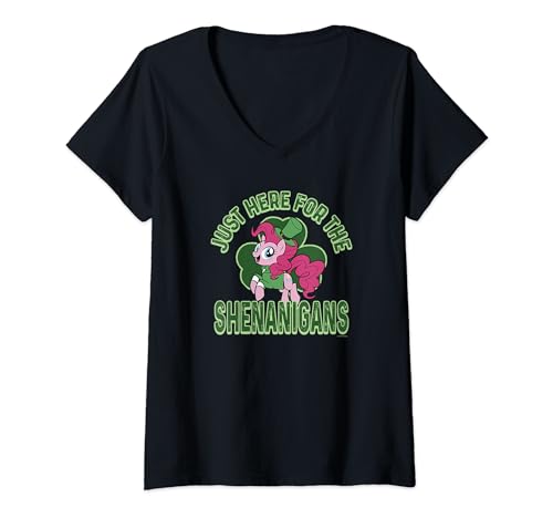 T-shirt col V Mon Petit Poney Saint-Patrick vêtement My Little Pony rose pour femme