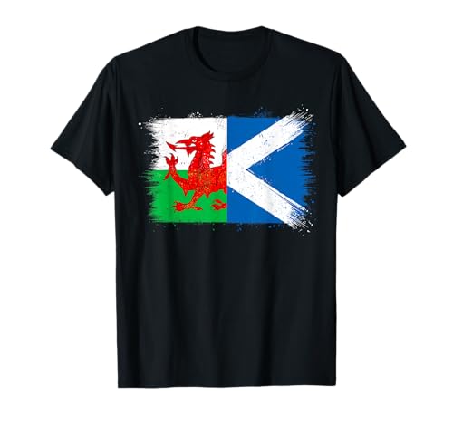 Scottish Welsh St Andrews Davids Day Wales Scotland Flag T-Shirt