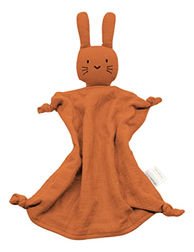 Hinrichsen & Co. Manta de seguridad con diseño de conejo de algodón y muselina con práctica bolsa de algodón, color amarillo mostaza Cover