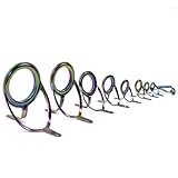 Otbushit Kit di Riparazione Punta Canna da Pesca 9 Pezzi Arcobaleno in Acciaio Inossidabile con Anello in Ceramica Guida per Canna da Pesca Doppia Riparazione da