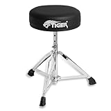 Tiger Verstellbarer Schlagzeugthron für Anfänger, Höhe 39–52 cm, 5 Höheneinstellungen, 27,5 cm gepolsterter Sitz, rutschfeste Füße, faltbares Design mit abnehmbarer Sitzfläche, Schwarz
