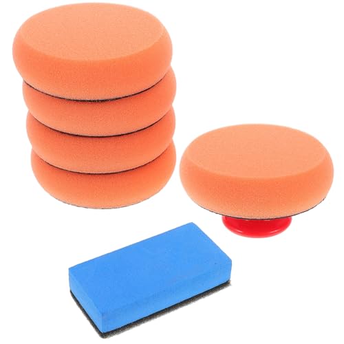 OUNONA 1 Set Car Wax Applicator Sponge with Handle Polishing Pads for Car Waxing Buffing and Scratch Removal Durable Easy to with Various Paint