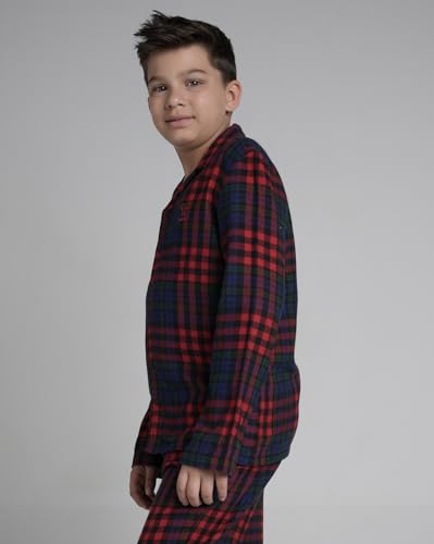 Image of Under Fourteen Boys Cotton Night Suit Set | Soft Breathable 2Pcs Sleepwear /Nightwear /Sleepsuit /Loungewear Co-Ord | Checks Top & Pyjama | Elastic Waist & Pockets | Multicolor Pajama Party & Gifting Set