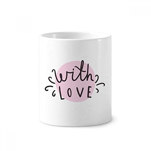 Brosse à dents porte-stylo en céramique blanche à motif rose et citation