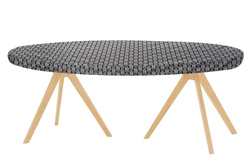 Image of The Furnishing Tree Elastic Oval Dining Table Cover WxL 42x72 in Inches Polyester Basketweave Pattern Grey