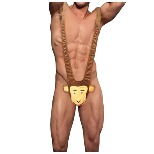 Borat Homme Sexy Érotique Chic String Borat à V Bretelles Élastique Body Confortable Maillot de Bain Slim Fit Mankini avec String Ficelle Slip Tanga Bodysuit Grande Taille Tenue Coquin Cosplay Costume