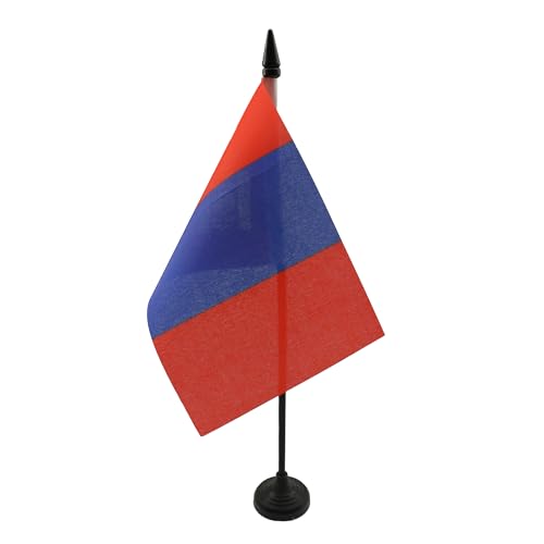 AZ FLAG - Drapeau De Table Mongolie - 15x10 cm - Mini Drapeau Mongol De Bureau 100% Polyester Avec Hampe De 25cm Et Socle En Plastique Noir
