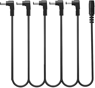 Equipped with 22AWG oxygen-free copper inner core, less voltage drop for your pedals. Plug distance up to1 ft, convenient to connect pedals on your board. DC5521 plugs, fits for mainly pedals on the market. Right-angle plugs keep your connection orde...