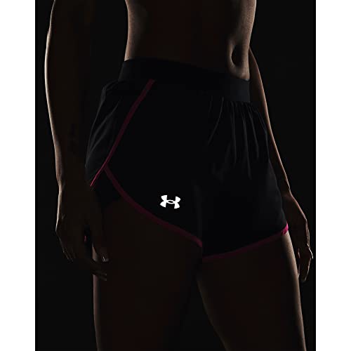 Under Armour Womens Fly By 2.0 Running Shorts , (029) Black / Rebel Pink / Reflective , X-Large #TOP6