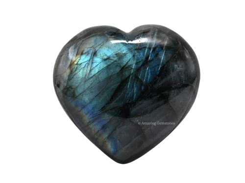 Crystal Heart Palm Stone - Piedra de preocupación de masaje de bolsillo para el equilibrio natural del chakra del cuerpo, curación de Reiki y rejilla de cristal (Labradorite) Cover