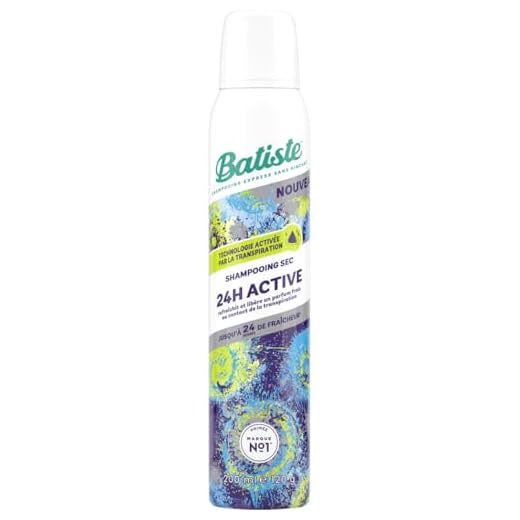 Batiste Shampooing Sec, 24h Active, Rafraichit les Cheveux et Apporte du Volume, Au Contact de la Transpiration,Parfum de Fraicheur pendant 24h,Absorbe Excès de Sebum, Sans Résidus,Sans Rinçage, 200ml