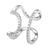 Couleur : argenté Rumtock Bague de phalange pour femme avec cristal empilable, Style 9, Laiton, Zircone cubique