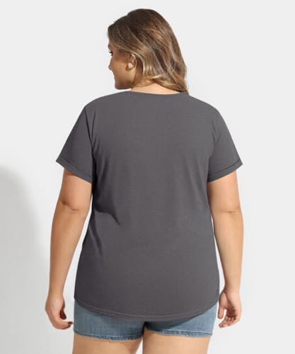 Image of CARCOS Plus Size Tops for Women Short Sleeve Shirt Summer Star /Leopard /Tie Dye /Flower Crewneck Pullover Tunic XL-5XL