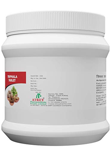 Image of ATREY Triphala Tablets (1000 Count) | Pure Ayurvedic Medicine for Gut Health & Digestion | Natural Colon Cleanser & Constipation Relief with Amla, Harde & Behda (Pack of 1)