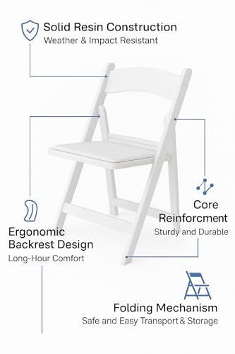 Image of BTEXPERT Resin Folding Chair Vinyl Padded Seat Indoor Outdoor Lightweight Set for Home Event Party Picnic Kitchen Dining Church School Weddings Set of 2