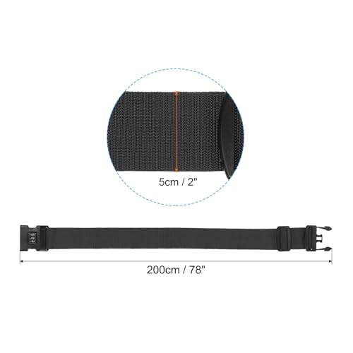 Image of PATIKIL Luggage Strap with Combination Lock Luggage Tag and Loop 78 inchx2 inch, 4 Set Adjustable Suitcase Belt for Travel Packing Bag Closure Identify, Black