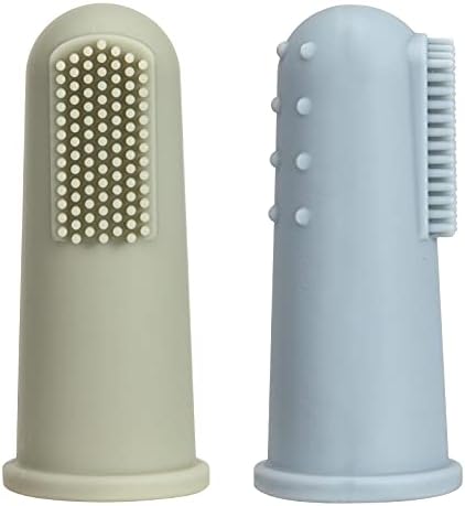 Baby Finger Toothbrush with Case, Food Grade Silicone, BPA Free, 2-Pack (Sage+Ether) on Amazon