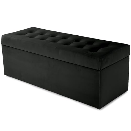 MG Design Puf con almacenaje 45 × 120 cm Gris Oscuro – Banco tapizado con baúl Interno, Estructura de Madera hasta 300 kg, Superficie Lisa con Brillo Elegante, sin Montaje, fácil de Limpiar