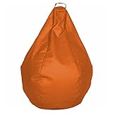 SHIITO - Puff de Pera - 110 x 110 x 80 cm - Se Adapta a tu Cuerpo - para Interior y Exterior - Resistente - Tapizado en Polipiel con Cremallera - Naranja