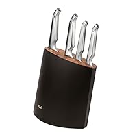 Furi Pro Angular Knife Block Set 5 Pc, Stylish Black Knife Block With Four Premium Kitchen Knives For A Superior Cutting Performance, Stainless Steel Blades, Ergonomic Anti-Fatigue Handle