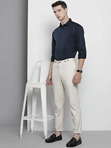 Image of The Indian Garage Co Men Regular Fit Solid Full Sleeves Spread Collar Formal Shirt