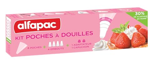 Poches à douilles alfapac réutilisables avec 4 embouts et capuchon pour pâtisserie