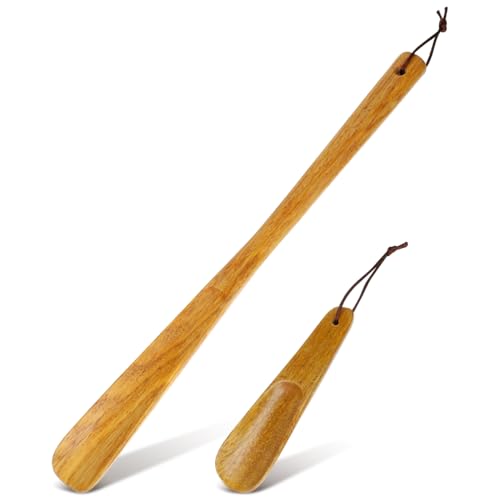 Chausse-pied long manche 40 cm lot de 2 en bois pour le hall d'entrée