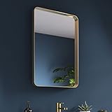 Pebble Grey Onyx Bathroom Mirror | 500x700mm | Brushed Brass | Rotatable | Aluminium Frame | Wall Mounted