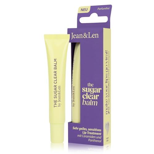 Jean & Len Lip Treatment Sugar Clear, sensitive Lippenpflege mit farblosem Gloss-Finish, pflegt mit Ceramiden & Panthenol, stärkt die Hautbarriere, vegane Lippenpflege, 10 ml