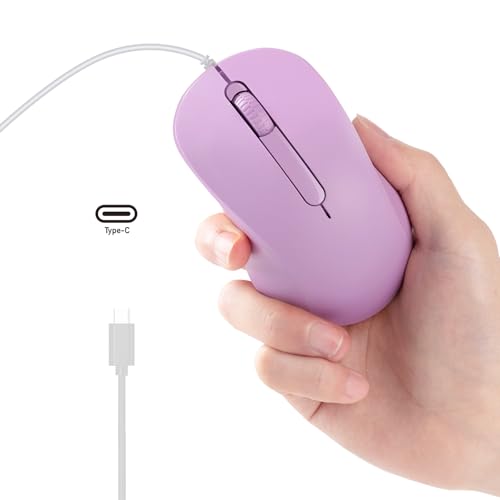 Ratón USB C con cable silencioso de 3 botones para clics discretos en la oficina