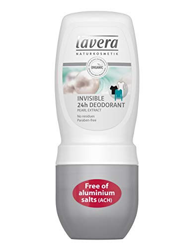 lavera Invisible Roll-on Deodorant: Stainless, Aluminum-Free Odor Protection & Wetness Relief with Organic Pearl Extract - all Day Fresh without Residues – 1.6 Oz