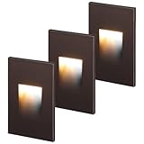 LEONLITE 3CCT 120V LED Step Lights, 3.5W 5%-100% Dimmable Stair Lights Indoor Outdoor Wet Location, CRI90, ETL, Aluminum, 110LM, Vertical, 3000K/4000K/5000K, Oil Rubbed Bronze, Pack of 3