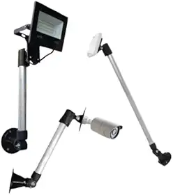 Suporte para camera de segurança, sensores de barreira e refletor 50w articulado e ajustavel 180º braço movel