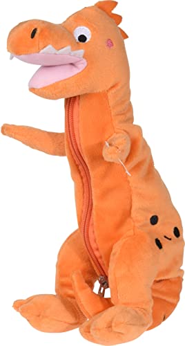 MIK Funshopping Estuche para lápices de peluche con cremallera, 36 x 6 x 6 x 6 cm, diseño de dinosaurio (naranja calabaza) Cover