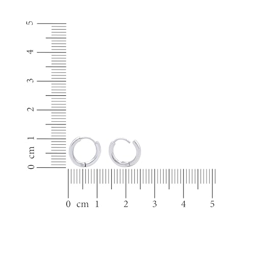 Image of 925 Silver White Rhodium Plated Hoop Earrings | 92.5 Sterling Silver Round Classic Endless Hoops Size 11mm | Lovely Gift for Men Women Boys & Girls - MJE894-SLWG