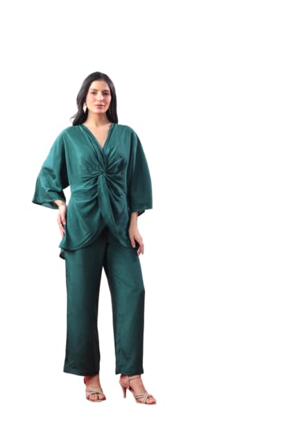 jisora Women's Green Solid Russian Silk Co-ord Set-picture-48