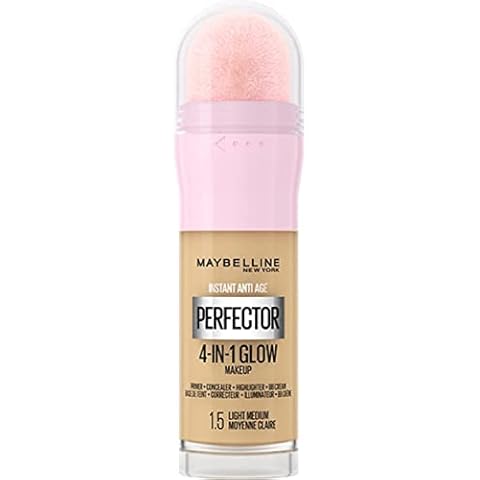 Maybelline New York Instant Anti Age Rewind Perfector, 4-In-1 Glow Primer, Concealer, Highlighter, Self-Adjusting Shades, Evens Skin Tone with a Glow Finish, Shade: 1.5 Light Medium Cover