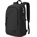 Business Travel Laptop Backpack, Anti Theft Slim Laptop Bag with USB Charging Port for Men and Women, Water Resistant Computer Bag Fits 15.6 Inch Laptop and Notebook (Black)