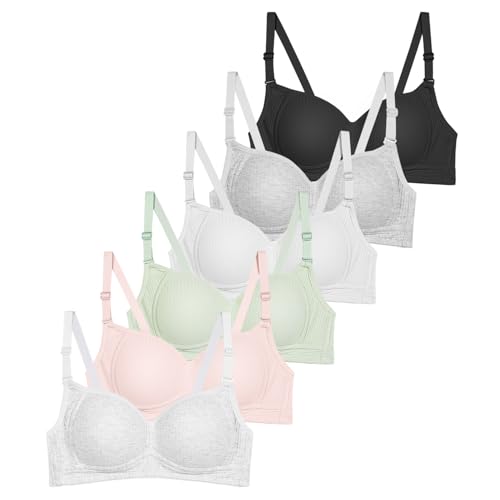 Teens Girls Training Bras for 32a Big Kids Age 8-10 10-12 12-14 14-16 Years Old Lightly Padded Adjustable Sport Bra