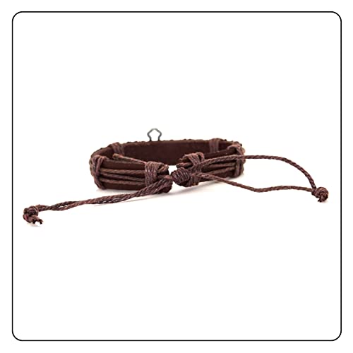 Image of Fashion Cross Tag Bangle Adjustable Leather Cuff Wristband Drawstring Rope Bracelet